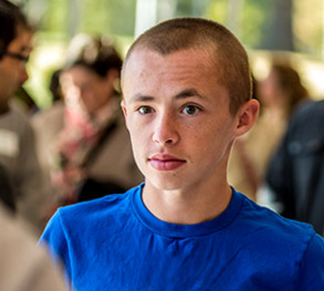 Male high school student at campus visit day.