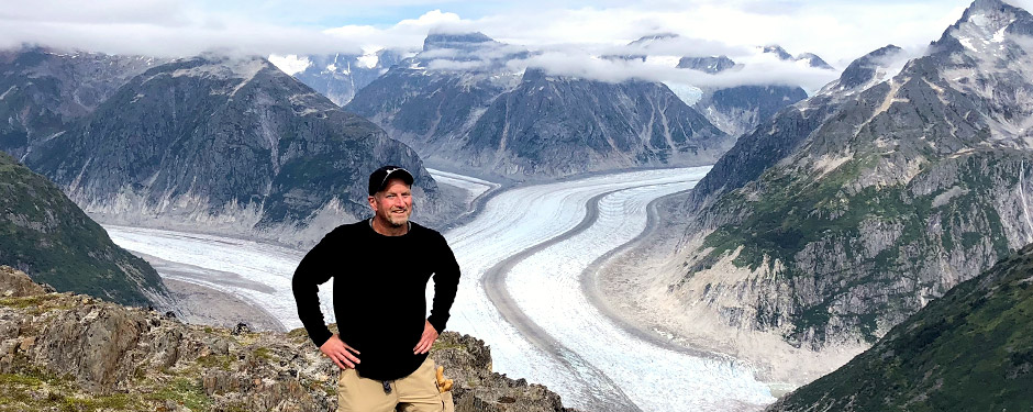 Evan Kokoska at glacier