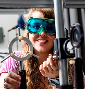 Tayler in the optics lab