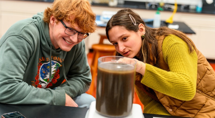 Students in a lab. 