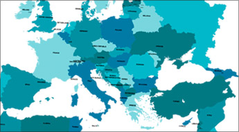 Map showing European countries.
