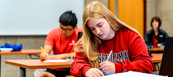 Student in a classroom.