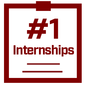 Clipboard graphic with the number one and internships on it