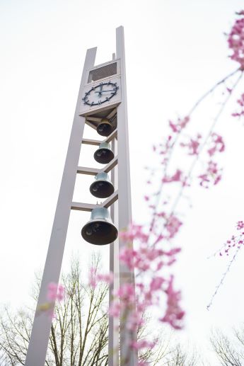 Clock tower outside Hadley Hall