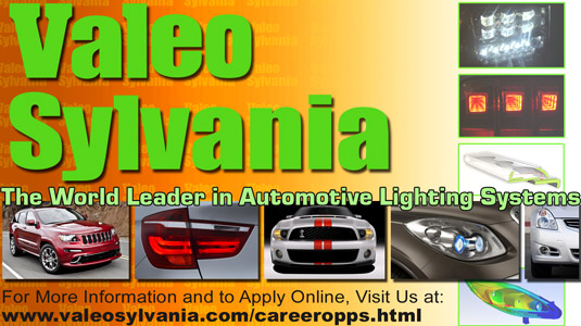 Promotional image of Valeo Sylvania showing car lights
