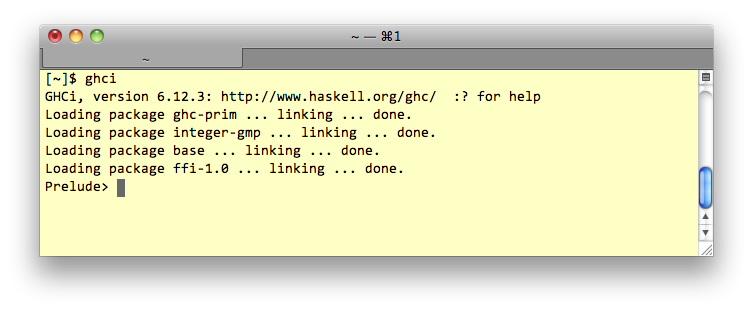 Screen shot of ghci prompt