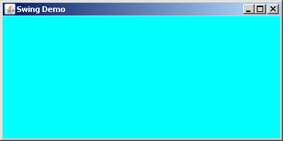 Stage 3: A cyan JPanel appears on the JFrame