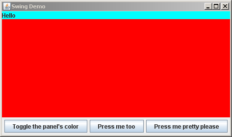 Green panel has toggled its background color to red