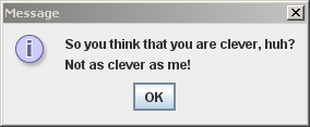 A clever pop-up message