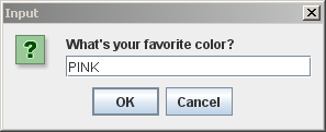 Pop-up question asking what is your favorite color