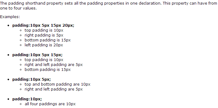 padding properties