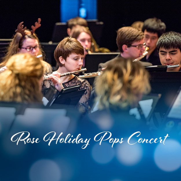 Rose student musicians playing in a holiday concert.