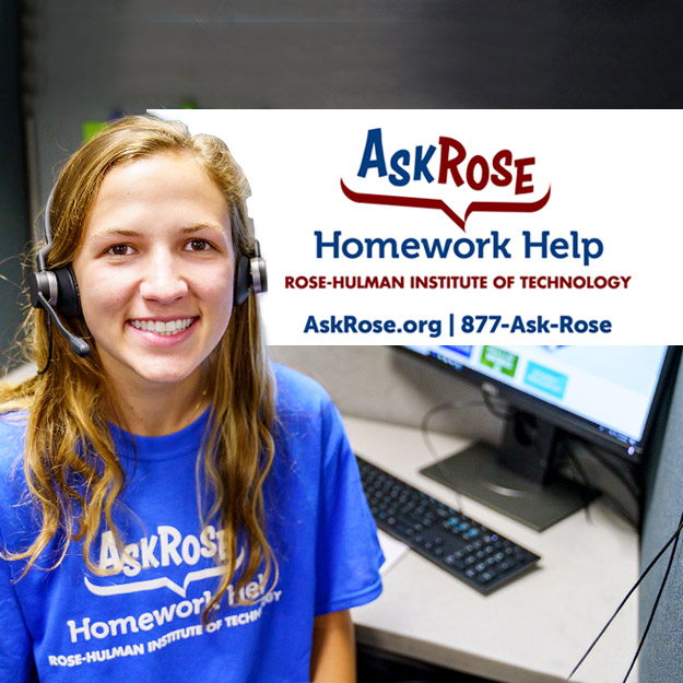 Image of a Rose-Hulman student working the Ask Rose Homework Help line.