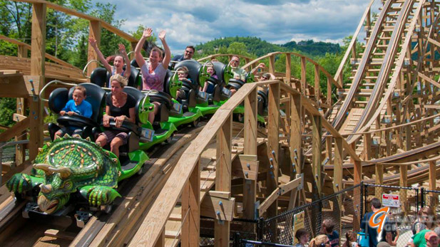 Wooden roller coaster designed by The Gravity Group
