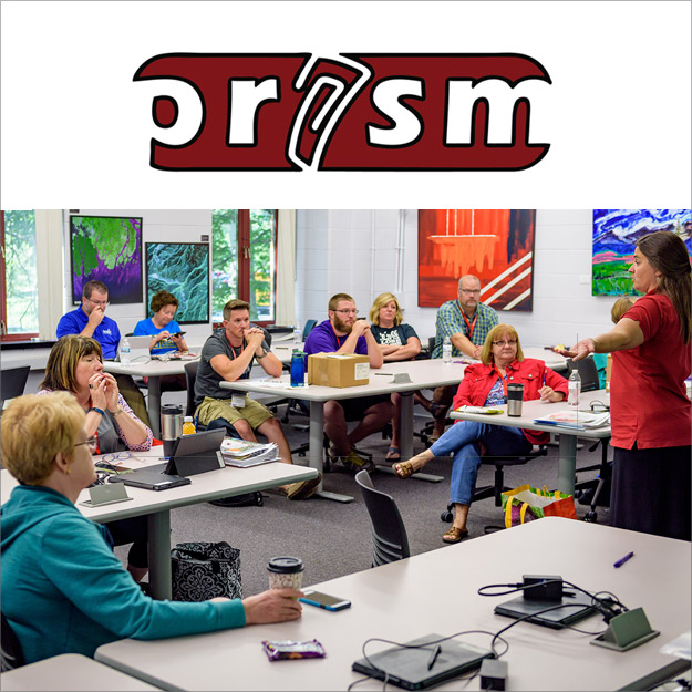 Image shows a Rose-Hulman teacher conducting a class for area teachers.
