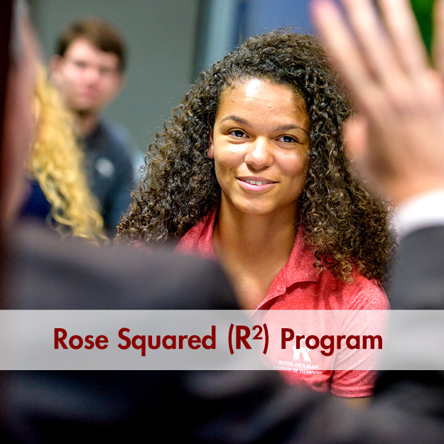 Image shows a smiling student and Rose-Squared spelled out.