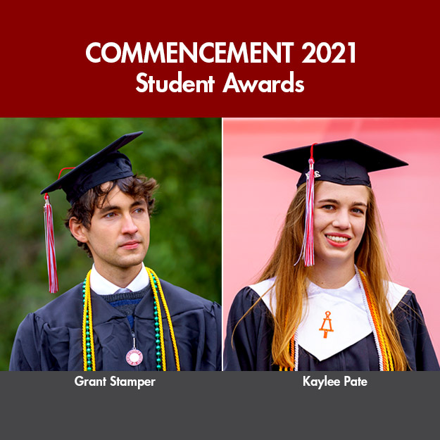 Recognized as outstanding 2021 graduates were Grant Stamper, recipient of the Herman A. Moench Distinguished Senior Commendation, and Kaylee Pate, with the John T. Royse Award. Pate also was among five students receiving Heminway Gold Medals as the top scholars in the class.