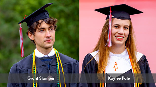 Recognized as outstanding 2021 graduates were Grant Stamper, recipient of the Herman A. Moench Distinguished Senior Commendation, and Kaylee Pate, with the John T. Royse Award. Pate also was among five students receiving Heminway Gold Medals as the top scholars in the class.
