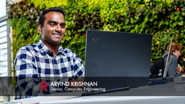 Arvin Krishnan works at a computer.