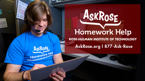 Student tutor wearing an Ask Rose T-shirt.