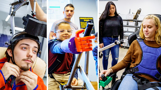 A group of images highlighting recent biomedical engineering student projects at Rose-Hulman.