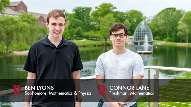 First-year student Connor Lane and sophomore Ben Lyons stand for a photo at Rose-Hulman.