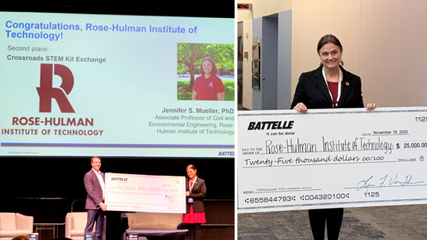 Awarding a $25,000 grant at the STEM Innovation Forum's STEMxcelerator Pitch Competition in Columbus, Ohio