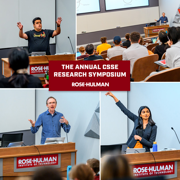 Presenting research-based capstone project to Rose-Hulman faculty and fellow student community during the CSSE Research Symposium.