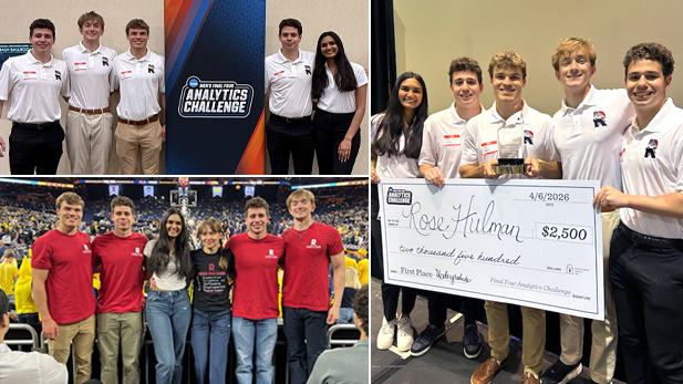 Collage image of Rose-Hulman Students at NCAA Final Four Analytics Challenge